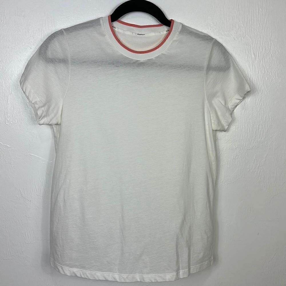 Zimmermann White Cotton Short Sleeve Pink Border T-shirt Size 0